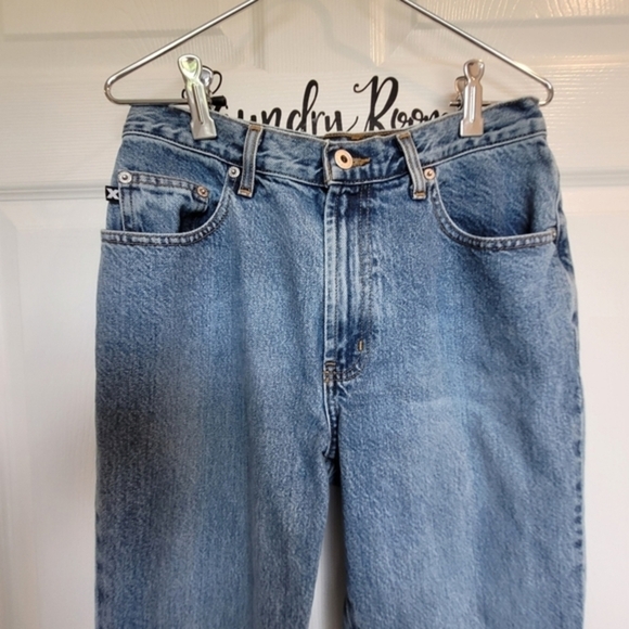 Express Vintage 7/8‎ Long High Rise Flare Blue Denim Jeans Juniors - Picture 5 of 16